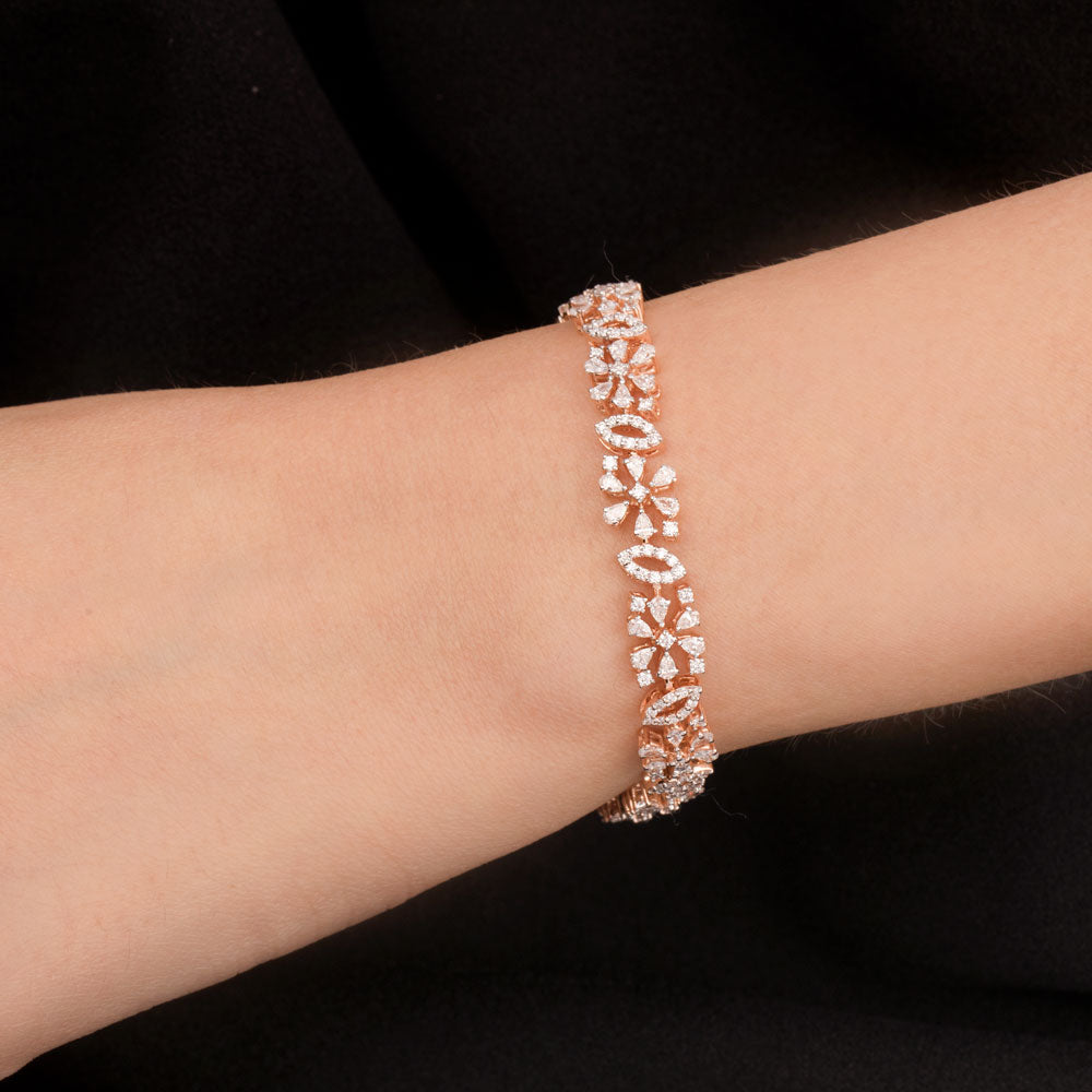 18K Rose Gold Diamond Bracelet - 3.604ct VVS-EF