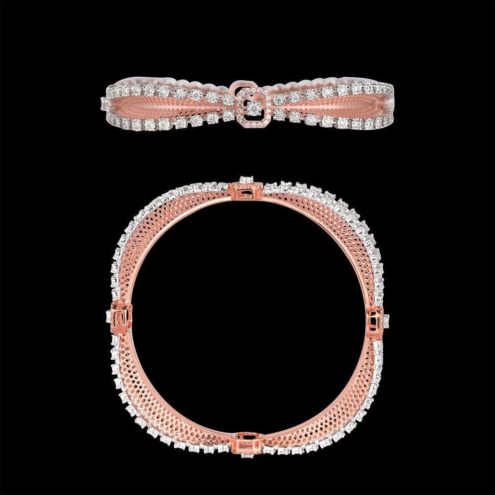 14K Rose Gold Diamond Bangle - 2.61ct SI-IJ