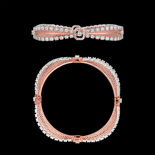 14K Rose Gold Diamond Bangle - 2.61ct SI-IJ
