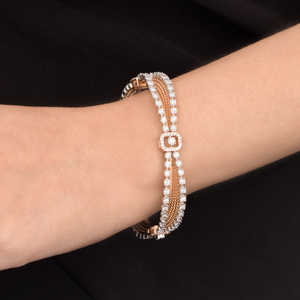14K Rose Gold Diamond Bangle - 2.61ct SI-IJ
