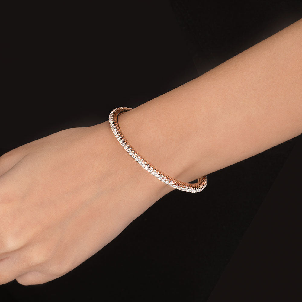 18K Rose Gold Diamond Bangle - 2.64ct VVS-VS-IJ