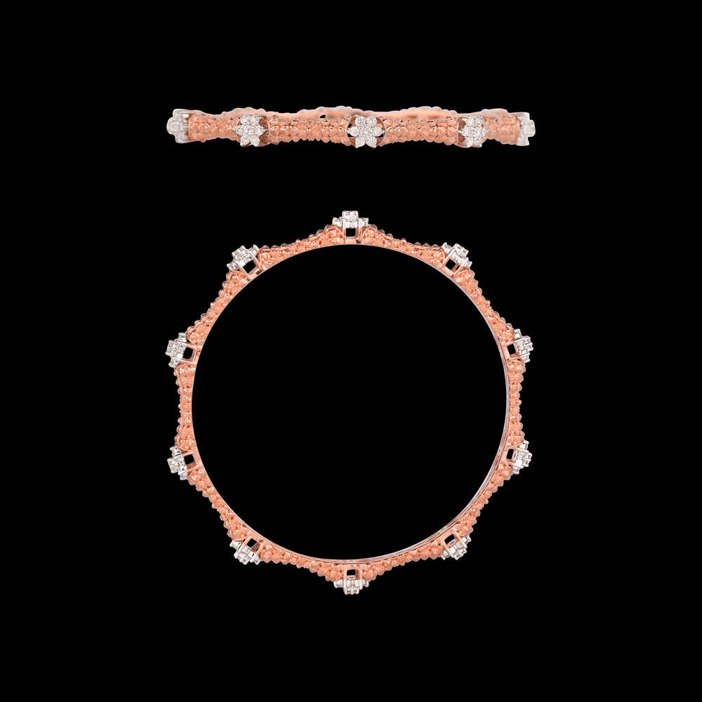 18K Rose Gold Diamond Bangle - 1.673ct VVS-VS-GH