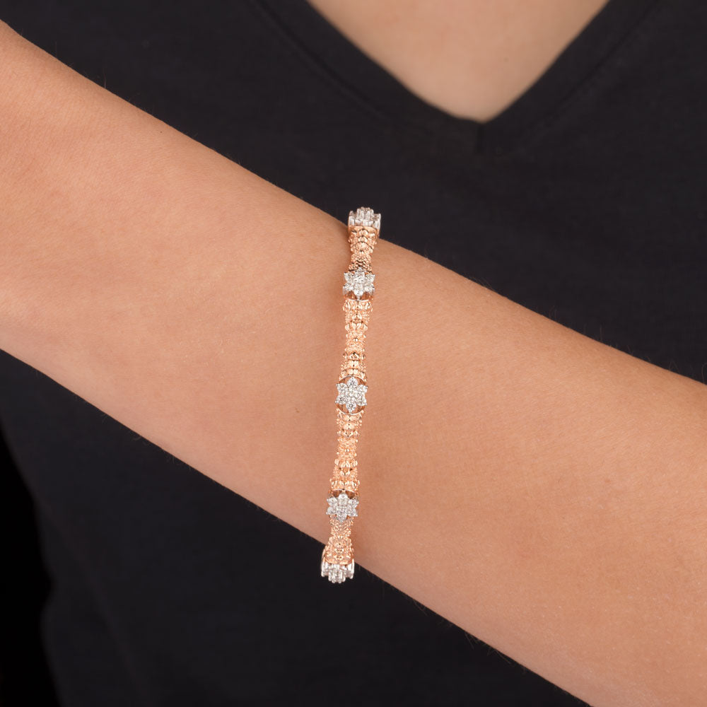 18K Rose Gold Diamond Bangle - 1.673ct VVS-VS-GH