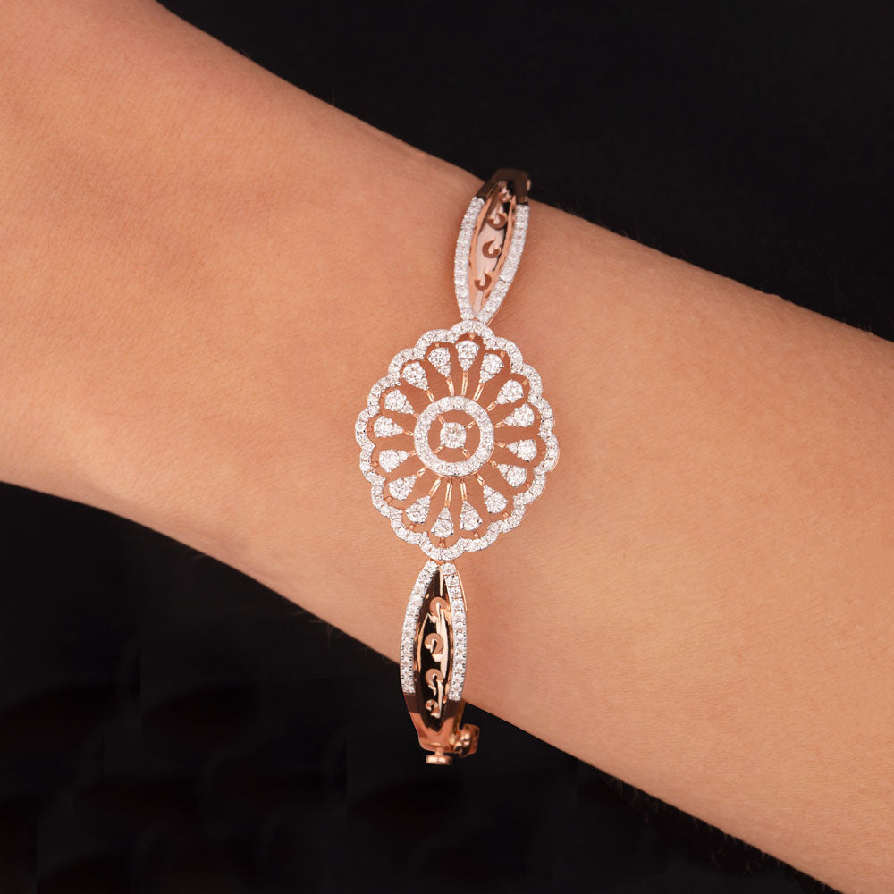 14K Rose Gold Diamond Kada - 1.37ct VVS-VS-GH