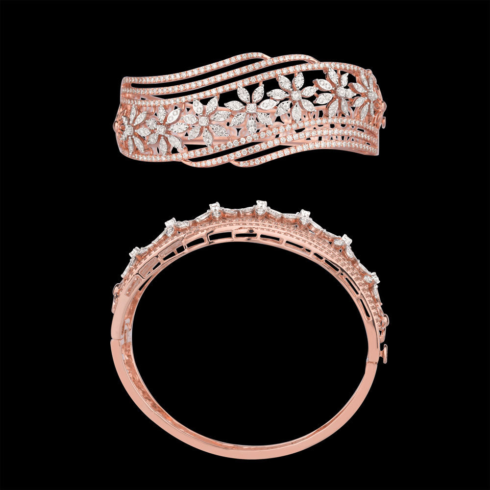 14K Rose Gold Diamond Kada - 3.326ct VVS-VS-GH