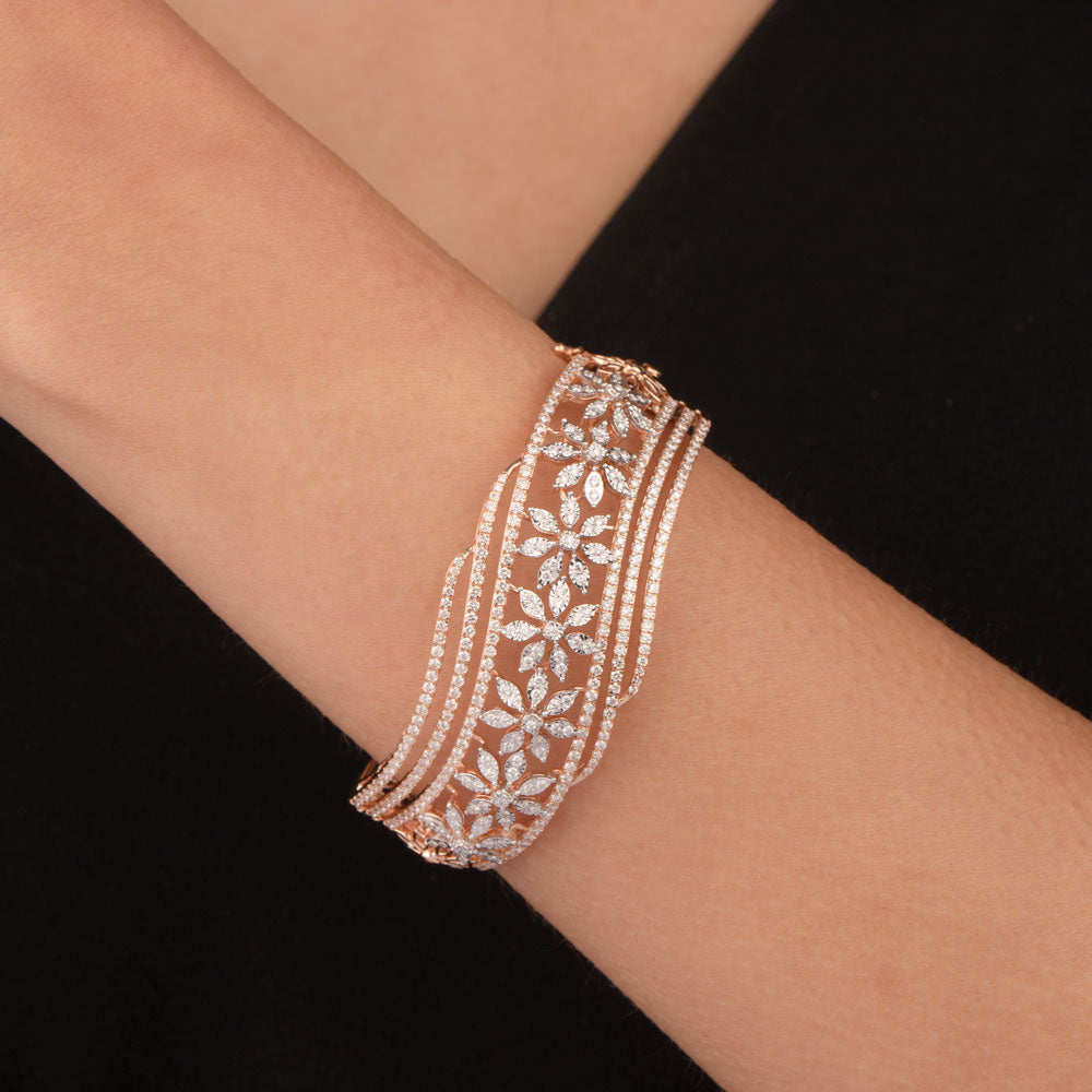 14K Rose Gold Diamond Kada - 3.326ct VVS-VS-GH