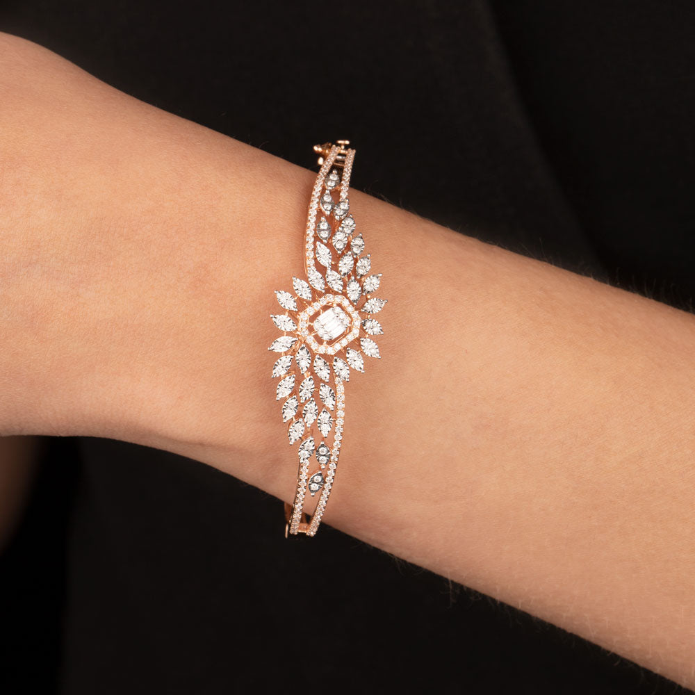 18K Rose Gold Diamond Kada - 1.377ct VS-SI-FG