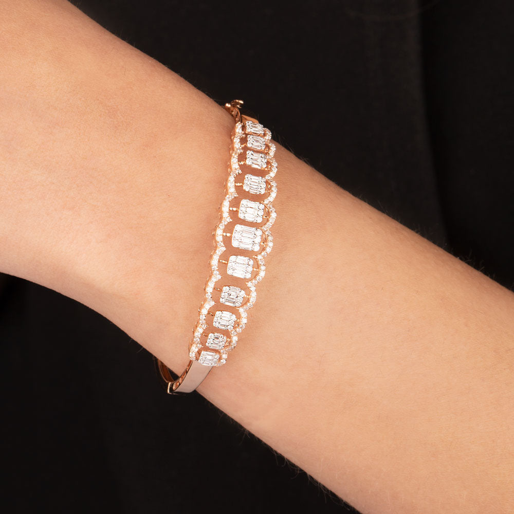 18K Rose Gold Diamond Kada - 1.69ct VS-SI-FG