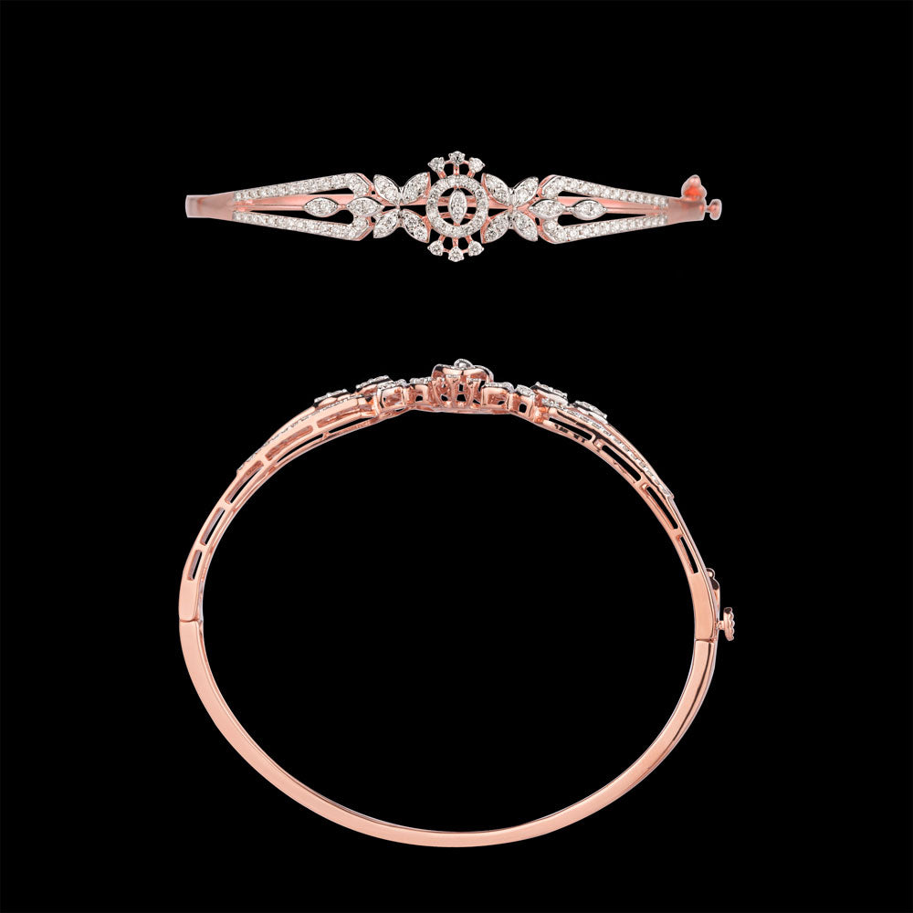 18K Rose Gold Diamond Kada - 1.04ct VVS-VS-GH