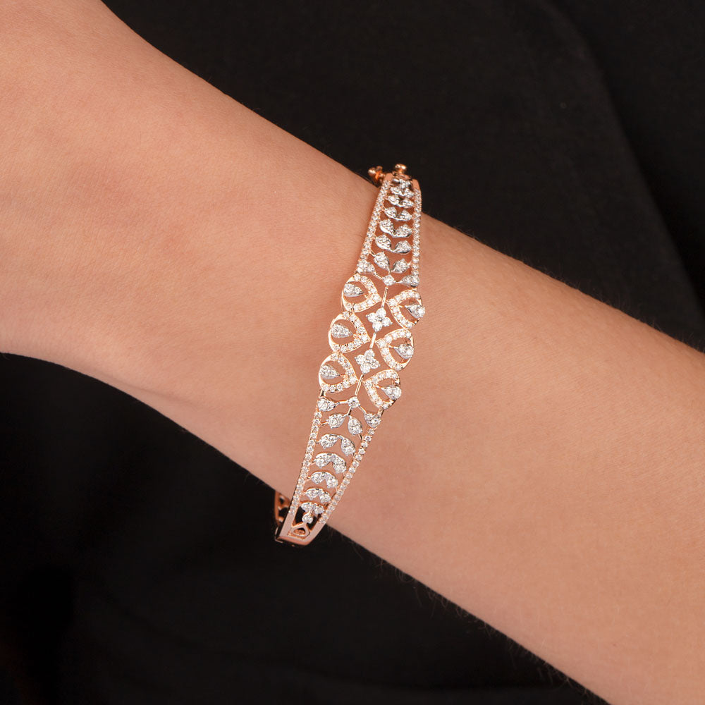 18K Rose Gold Diamond Kada - 1.27ct VVS-VS-GH