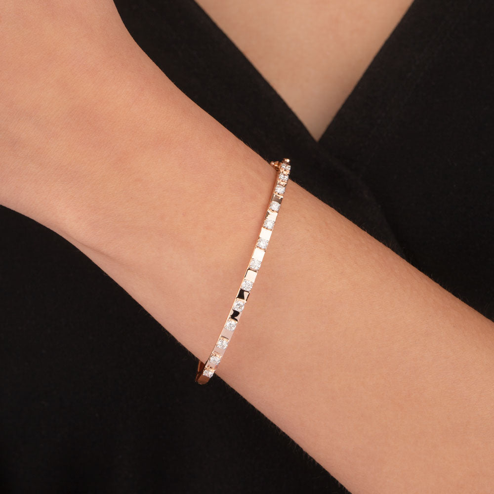 14K Rose Gold Diamond Kada - 0.97ct SI-GH