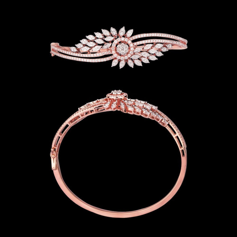 14K Rose Gold Diamond Kada - 1.67ct VVS-VS-GH