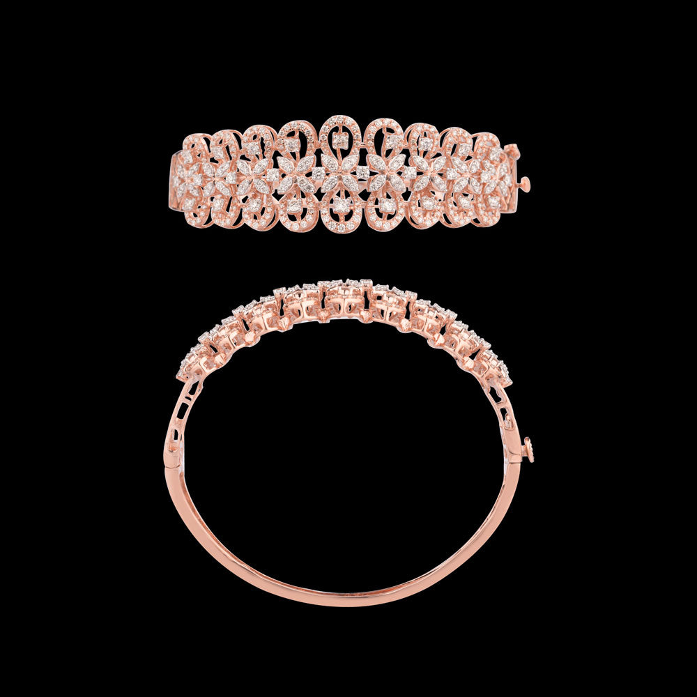 14K Rose Gold Diamond Kada - 3.051ct VVS-VS-HI