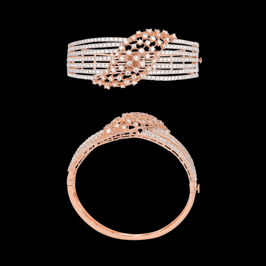 14K Rose Gold Diamond Kada - 5.101ct VVS-VS-HI