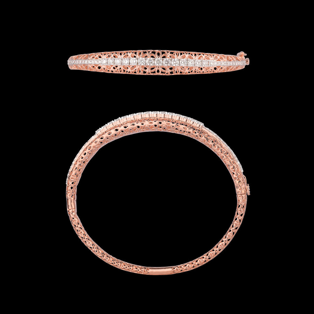 14K Rose Gold Diamond Kada - 1.31ct VVS-VS-GH