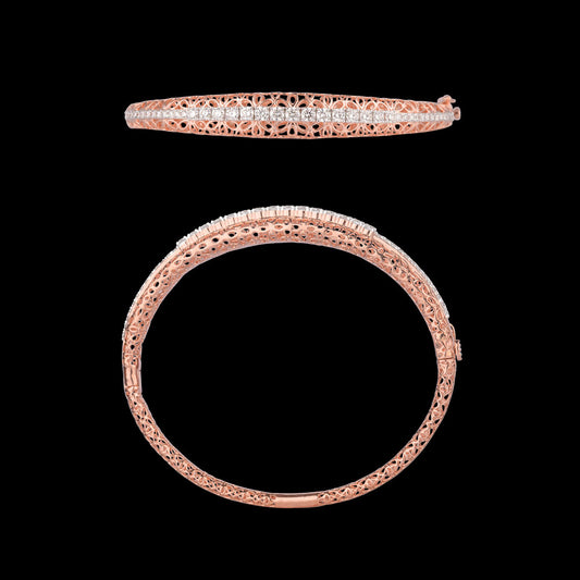 14K Rose Gold Diamond Kada - 1.31ct VVS-VS-GH