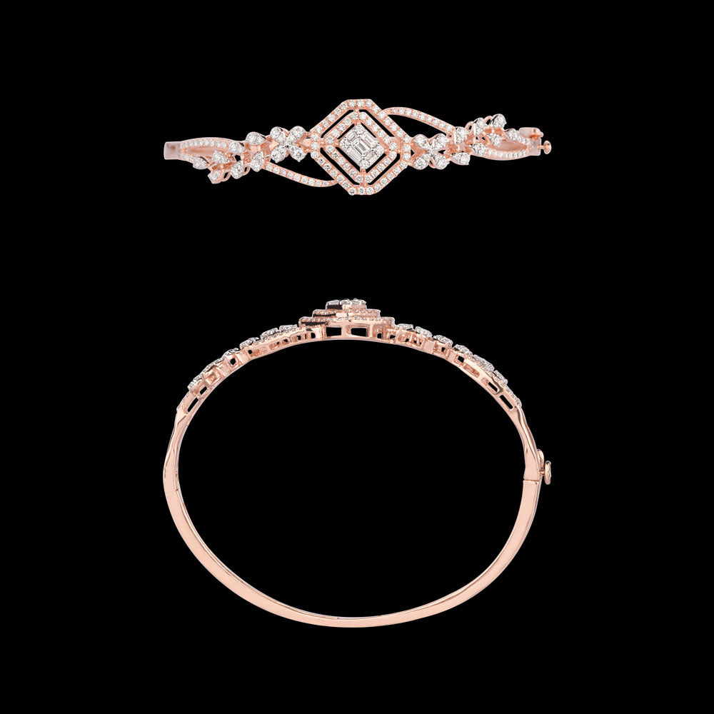 14K Rose Gold Diamond Kada - 1.318ct VS-SI-HIJ