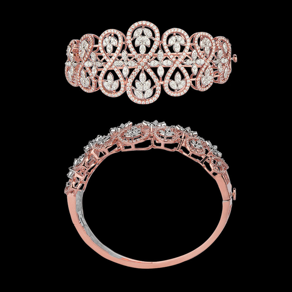 14K Rose Gold Diamond Kada - 3.48ct VS-SI-FG