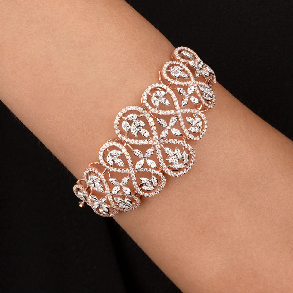 14K Rose Gold Diamond Kada - 3.48ct VS-SI-FG