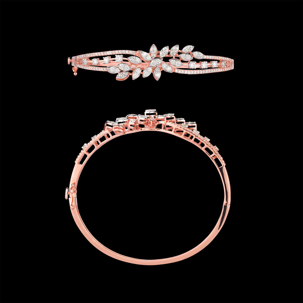 14K Rose Gold Diamond Kada - 1.39ct VVS-VS-GH