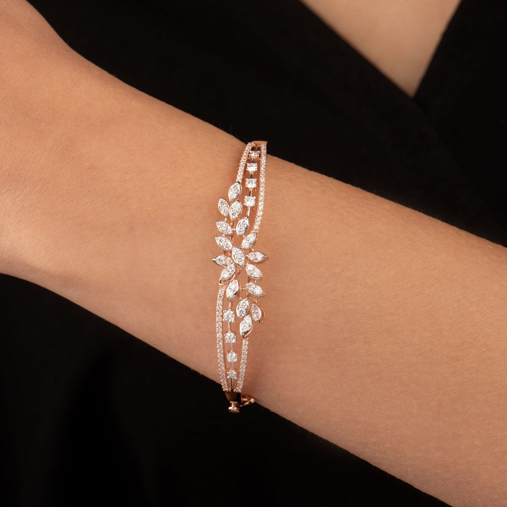 14K Rose Gold Diamond Kada - 1.39ct VVS-VS-GH
