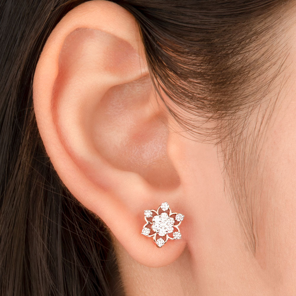 14K Rose Gold Diamond Earrings - 0.56ct VS-IJ