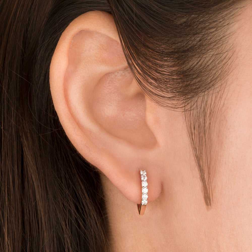 14K Rose Gold Diamond Earrings - 0.357ct VS-GH