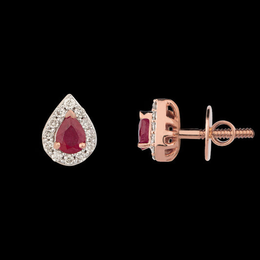 14K Rose Gold Diamond Earrings - 0.17ct SI-IJ with Colour Stones