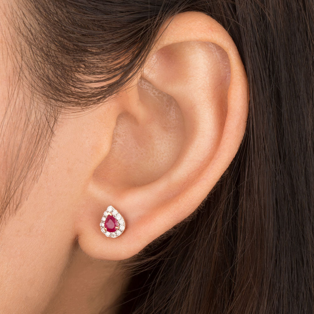 14K Rose Gold Diamond Earrings - 0.17ct SI-IJ with Colour Stones