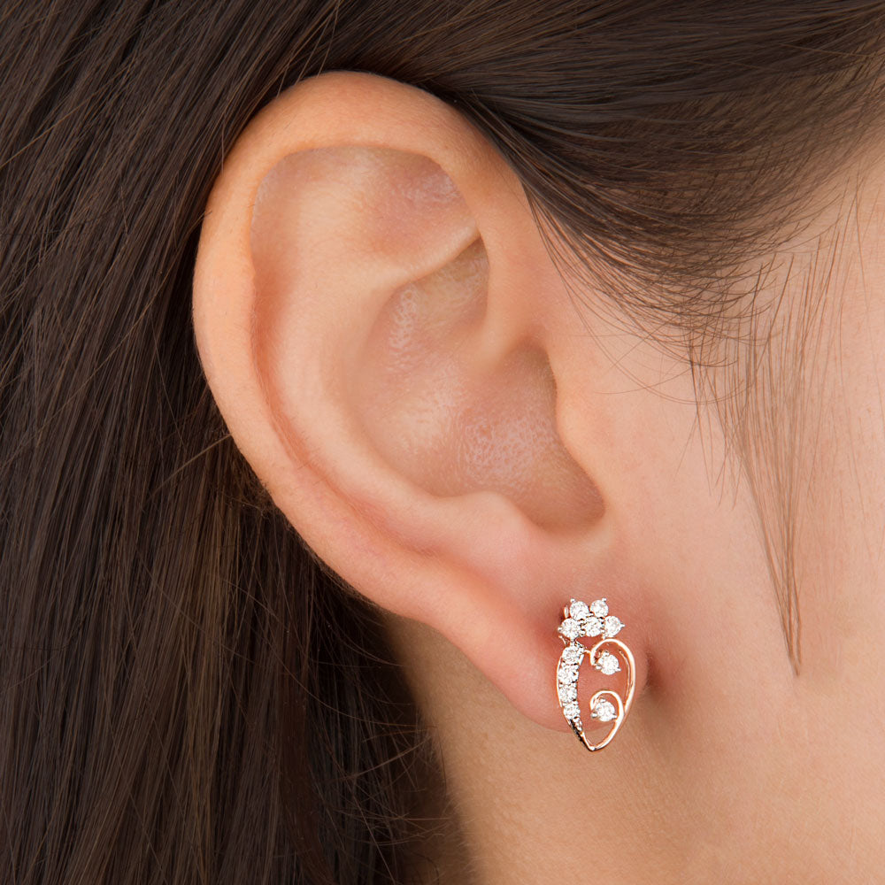 14K Rose Gold Diamond Earrings - 0.41ct VS-IJ