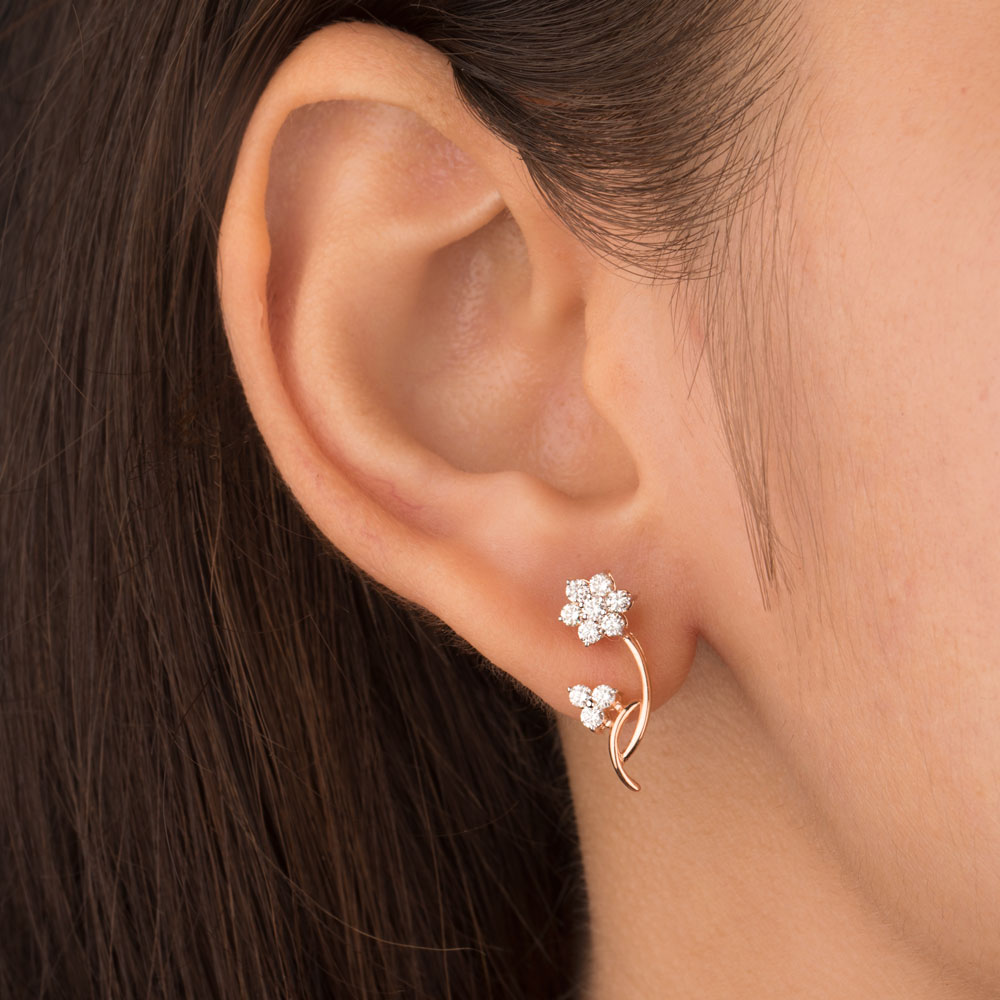 14K Rose Gold Diamond Earrings - 0.5ct SI-GH