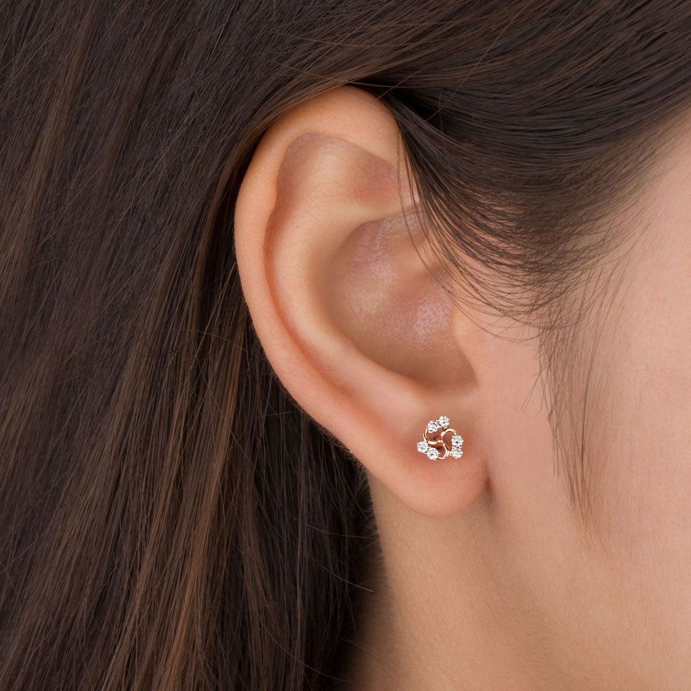 14K Rose Gold Diamond Earrings - 0.18ct SI-GH