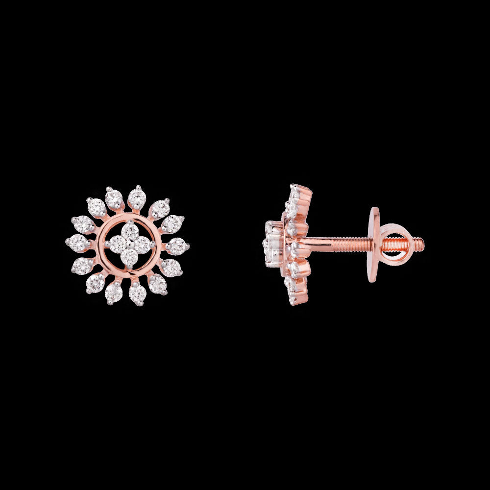 14K Rose Gold Diamond Earrings - 0.43ct SI-GH