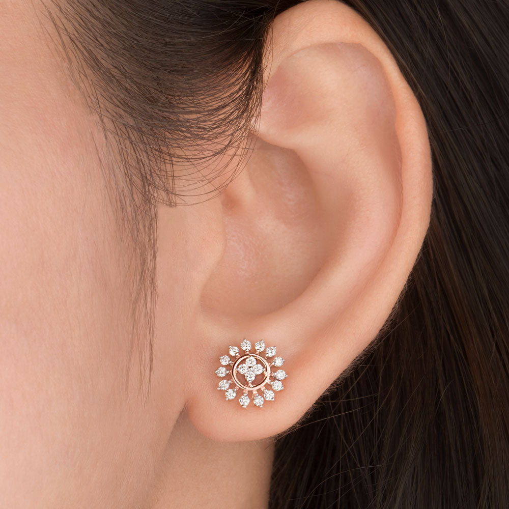 14K Rose Gold Diamond Earrings - 0.43ct SI-GH