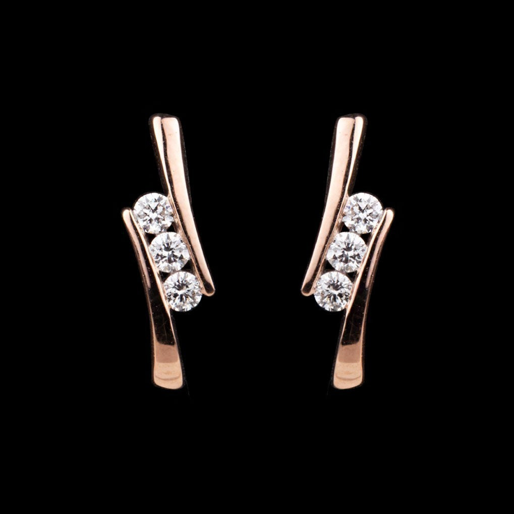 14K Rose Gold Diamond Earrings - 0.2ct VVS-VS-IJ