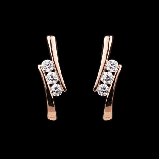14K Rose Gold Diamond Earrings - 0.2ct VVS-VS-IJ