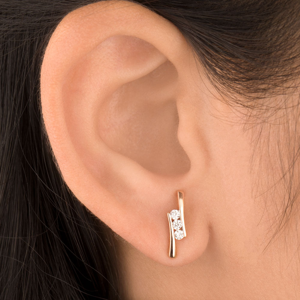 14K Rose Gold Diamond Earrings - 0.2ct VVS-VS-IJ