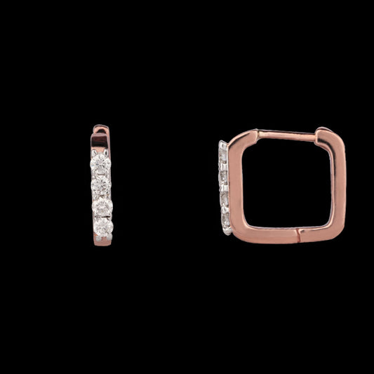 14K Rose Gold Diamond Earrings - 0.2ct VVS-VS-HI