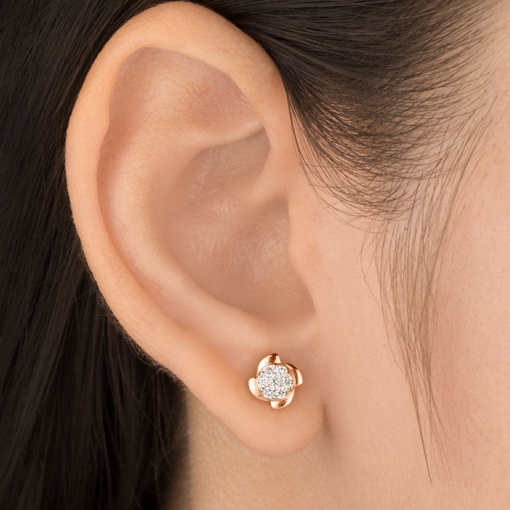 14K Rose Gold Diamond Earrings - 0.16ct SI-IJ