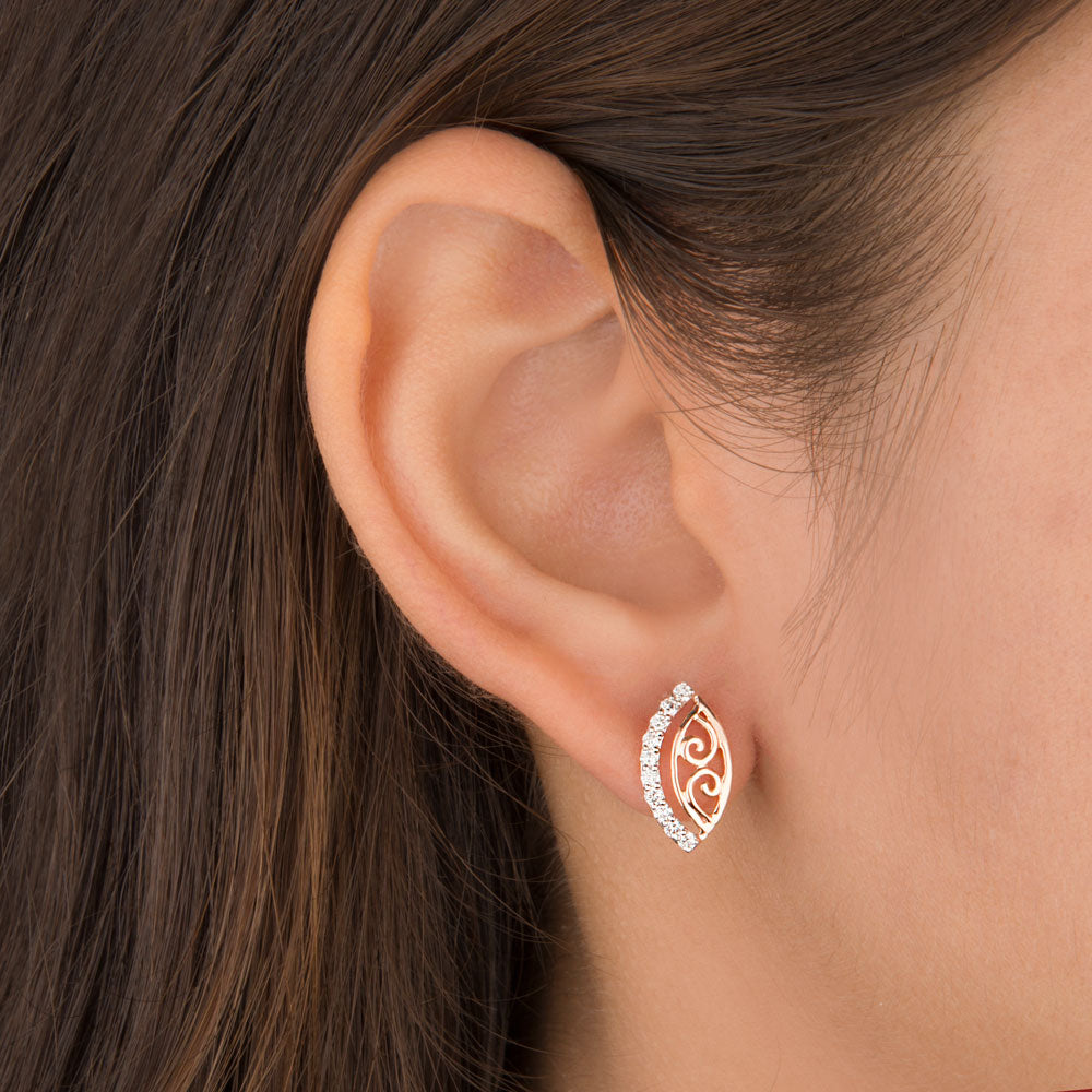 14K Rose Gold Diamond Earrings - 0.3ct SI-HI