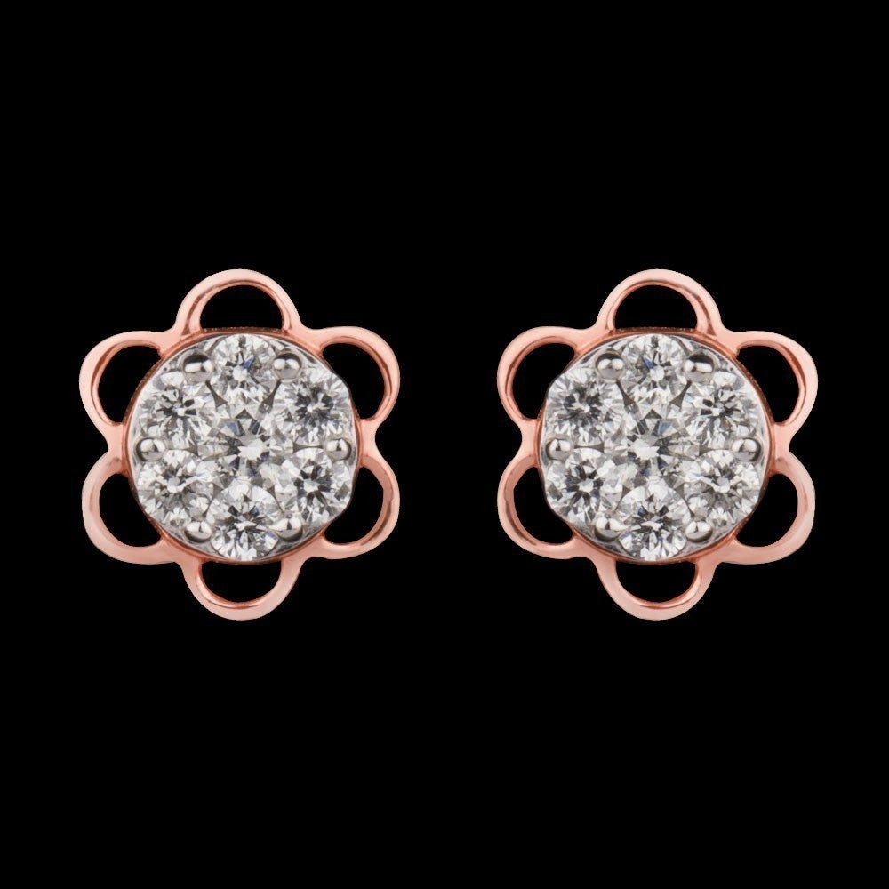 18K Rose Gold Diamond Earrings - 0.34ct VVS-FG