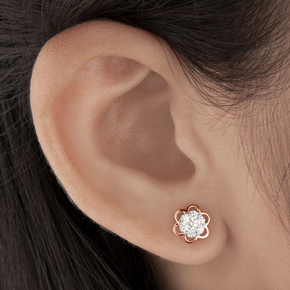 18K Rose Gold Diamond Earrings - 0.34ct VVS-FG