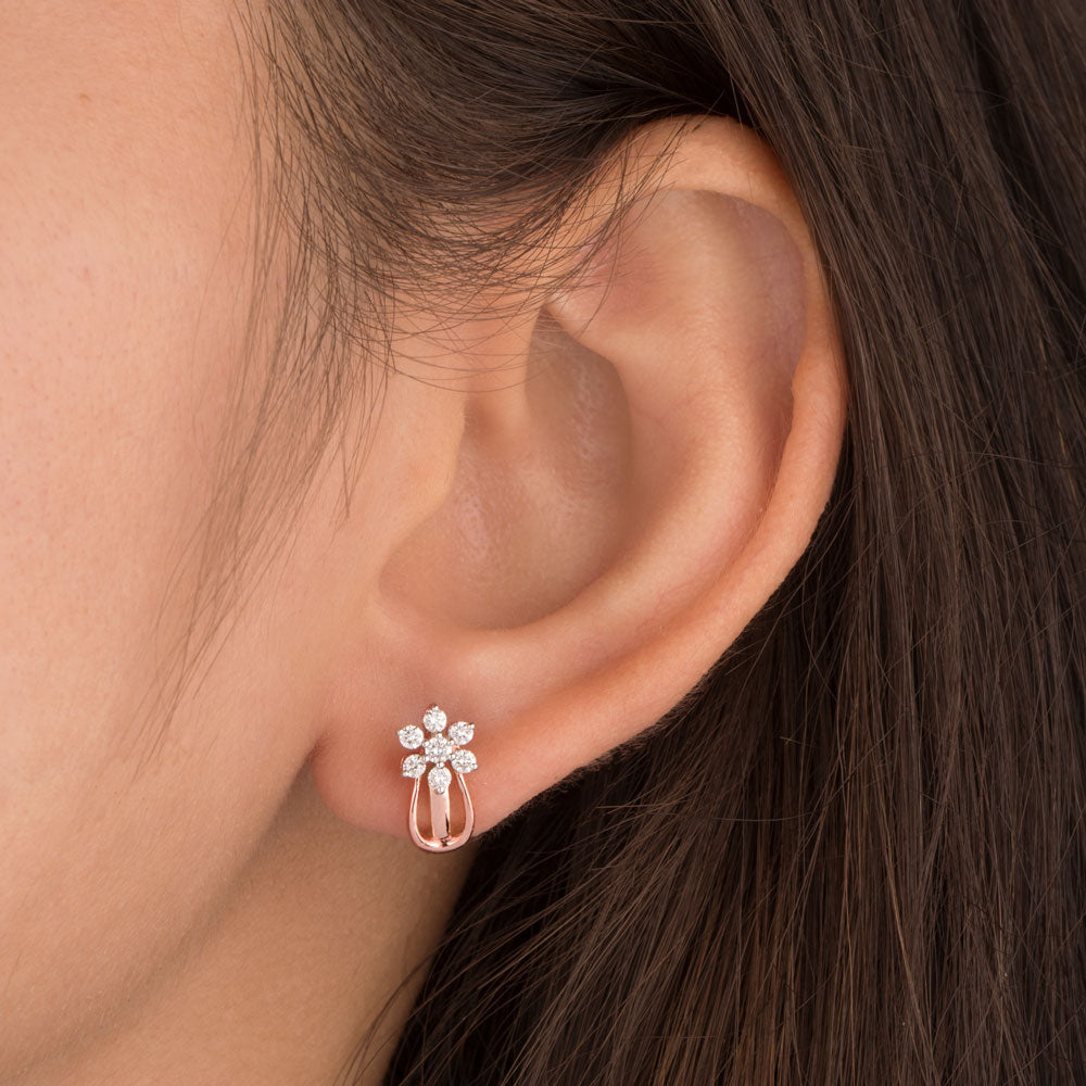 14K Rose Gold Diamond Earrings - 0.32ct SI-GH