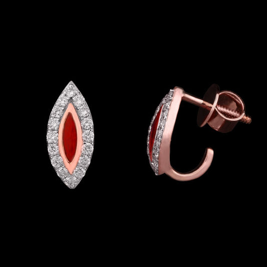 14K Rose Gold Diamond Earrings - 0.32ct SI-GH