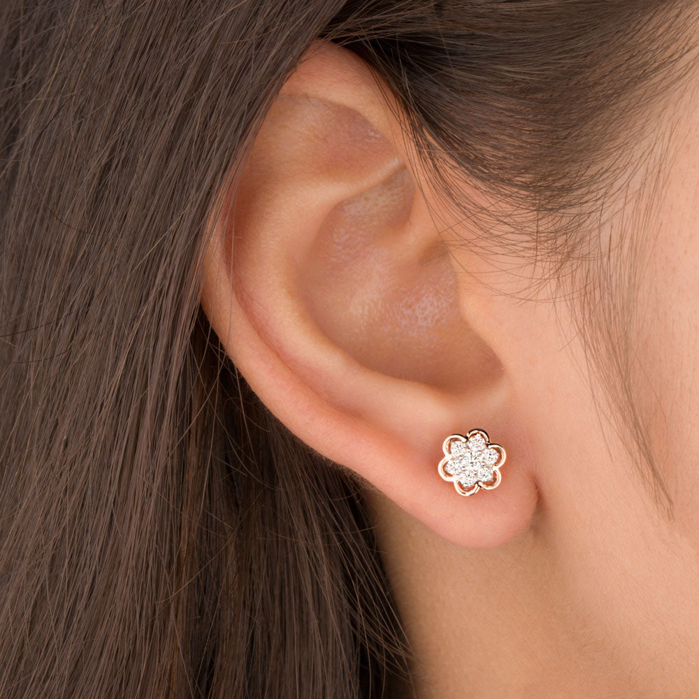 14K Rose Gold Diamond Earrings - 0.35ct SI-GH