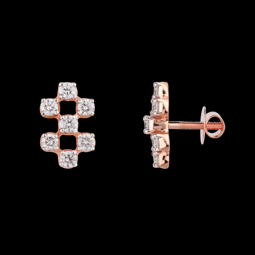 18K Rose Gold Diamond Earrings - 0.341ct VVS-VS-IJ