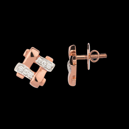 18K Rose Gold Diamond Earrings - 0.09ct VS-GH
