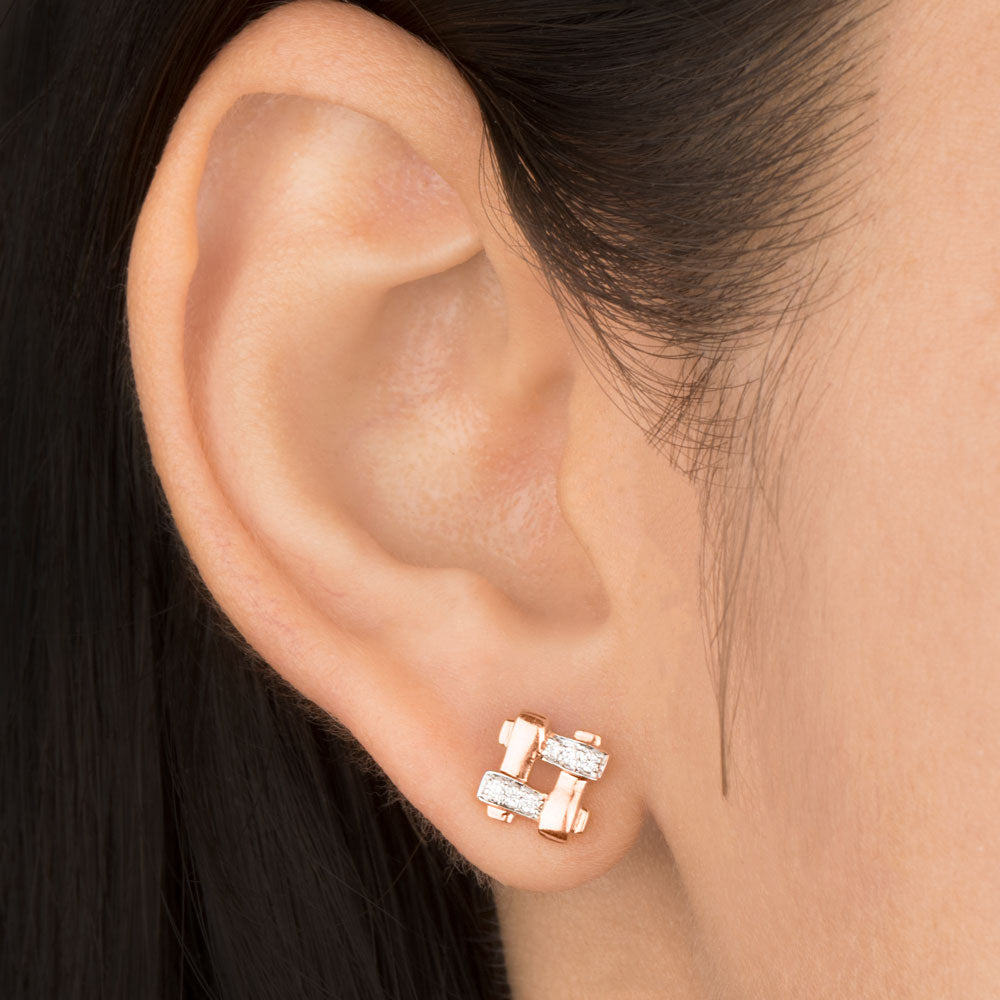 18K Rose Gold Diamond Earrings - 0.09ct VS-GH