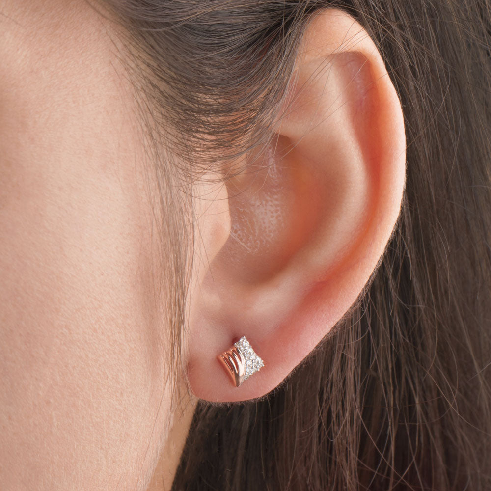 14K Rose Gold Diamond Earrings - 0.14ct VVS-VS-HI