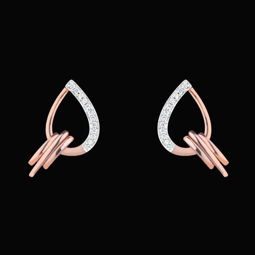 14K Rose Gold Diamond Earrings - 0.088ct VS-SI-IJ